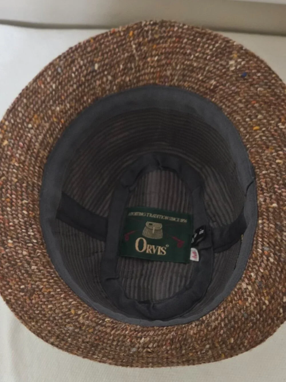 VTG Orvis Fedora Hat Tweed Patchwork 100% Wool Irish Irland Granpacore SZ Med
